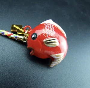 JAPANESE OMAMORI SHIRASAKI Charm Good luck Red Snapper Fish Tai - Picture 1 of 3