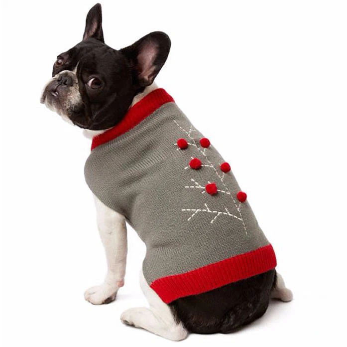 Martha Stewart Pets® Holiday CHRISTMAS TREE Sweater Pom-Poms Easy On/Off Warm - Image 1 of 1