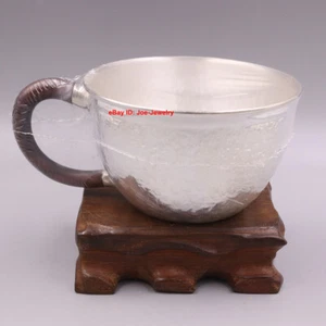 Solid 999 Fine Silver Tea Cup Water Cup Healthy Handmade Small Cup With Handle - Picture 1 of 6