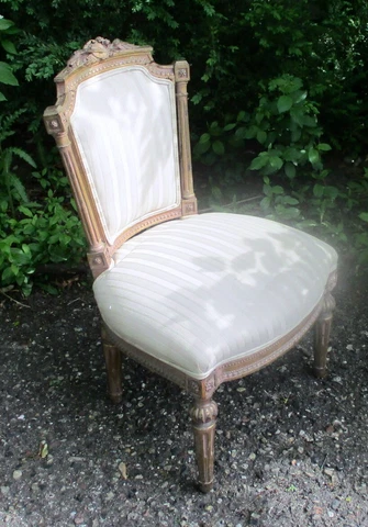 Antique FRENCH Music Accent CHAIR Hand Carved Mandolin Louis XVl Cover