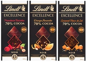 Lindt Excellence Schokoriegel Himbeere Orange Karamell 70% Kakao dunkel 100g - Bild 1 von 5