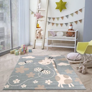 Giraffen Teppich Kinderzimmer in Mint-Blau Super Flauschig  - Bild 1 von 6