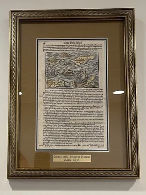 Antique Sebastian Munster Woodcut Map Cosmographia 1595 Basle" Cartography - Image 1 of 4