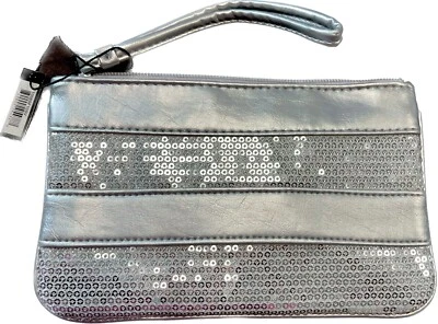Bolso de mano plano Sephora Bling Sparking Cosmético plateado Foto 1 de 2