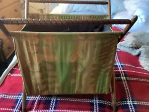Knitting Sewing Caddy Basket Yarn Bag Folding Wood Frameyellow and green leaf de - Picture 1 of 7