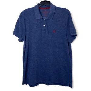 American Eagle Outfitters Men's Shirt Large Blue Solid Button Polo Cotton - Picture 1 of 7