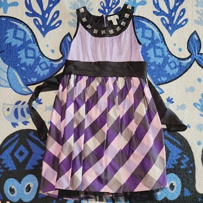 Vestido Princesa Parche Negro Púrpura Satinado Geométrico Estrás para Niños Niñas 8 10 M  Foto 1 de 4