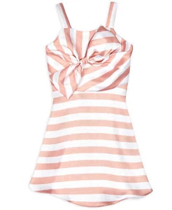BCX Big Kid Girls Striped Bow Dress-16 - Picture 1 of 6
