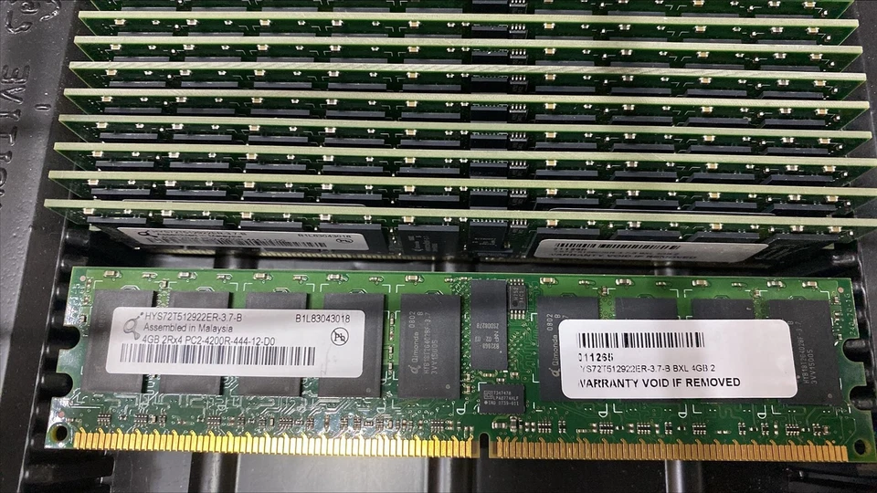 Lot of 10 HYS72T512922ER-3.7-B Qimonda 4GB DDR2 533MHz PC2-4200 ECC RDIMM RAM - Image 1 of 1