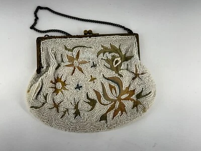 Vintage French Purse Micro  Beaded Clutch France 1940s? 4.75” - Image 1 of 3