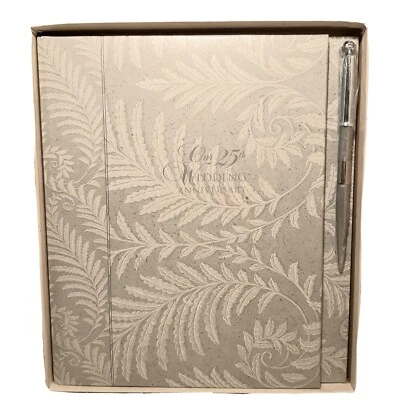25th Anniversary Wedding Book With Silver Pen C.R Gibson WV2-25  NEW Foto 1 de 4