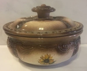 Vintage Arnel's Arnels Bowl Lid Candy Dish w/ Lid Flower Brown 1984 - Picture 1 of 9