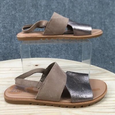 Sandalias Sorel para mujer 6,5 Ella II con cordones planas cómodas NL4664-240 cuero marrón Foto 1 de 4