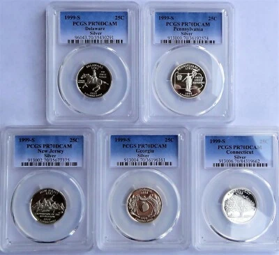 1999-S  SILVER WASHINGTON QUARTER SET STATE SERIES FYOI  PCGS PR70DCAM - Image 1 of 4