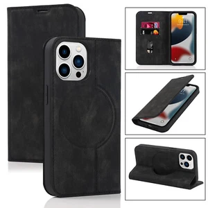 For iPhone 16 16 Pro Max 16+ 15 Flip Leather Card Holder Kickstand Wallet Case - Picture 1 of 63