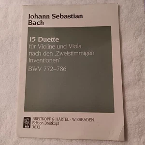 Johann Sebastian Bach 15 Duette 1984 Music Book Revised Edition Germany Vintage - Picture 1 of 5