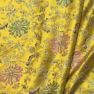 Yellow Green Pink Purple Multicolor Metallic Brocade Fabric 60” Width 1 Yard - Picture 1 of 3