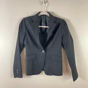 COMME CA ISM womens size 0 black pinstripe single button career blazer - Picture 1 of 4