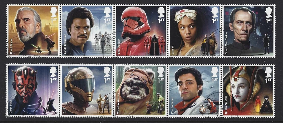GREAT BRITAIN 2019 STAR WARS SET OF 10 IN TWO STRIPS,FINE USED - Image 1 of 1