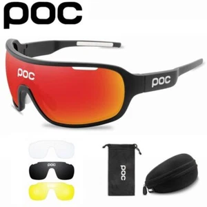 POC Cycling Sunglasses UV400 Sport Goggles Polarized Glasses W/ 4pc Replace Lens - Picture 1 of 17