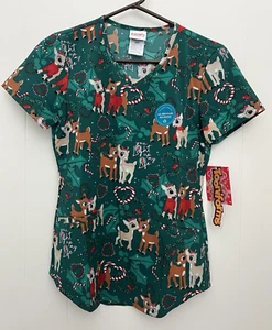 Rudolph the Red Nosed Reindeer Scrub Size XXS Christmas Nurse Medical NWT Top - Picture 1 of 13