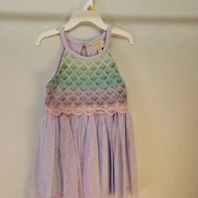 Pink & Violet Brand  Little Girls Size 6 Sleeveless Mermaid Crochet Mesh Dress  - Image 1 of 4