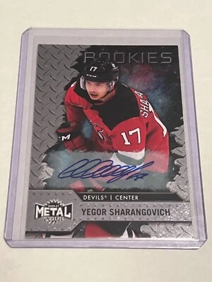 2020-21 Skybox Metal Universe Hockey Yegor Sharangovich Silver Rookie Auto /299 - Image 1 of 2