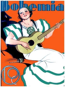 481. Poster. Deko Mädchen spielt Gitarre. Mexikanisches Kleid. Einzigartige Innenarchitektur Kunst - Bild 1 von 1