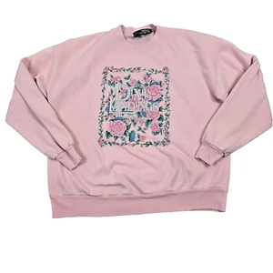 Disney Dixie Landings Resort Sweatshirt Womens XL Pink Floral Grandmacore 80s - Picture 1 of 15