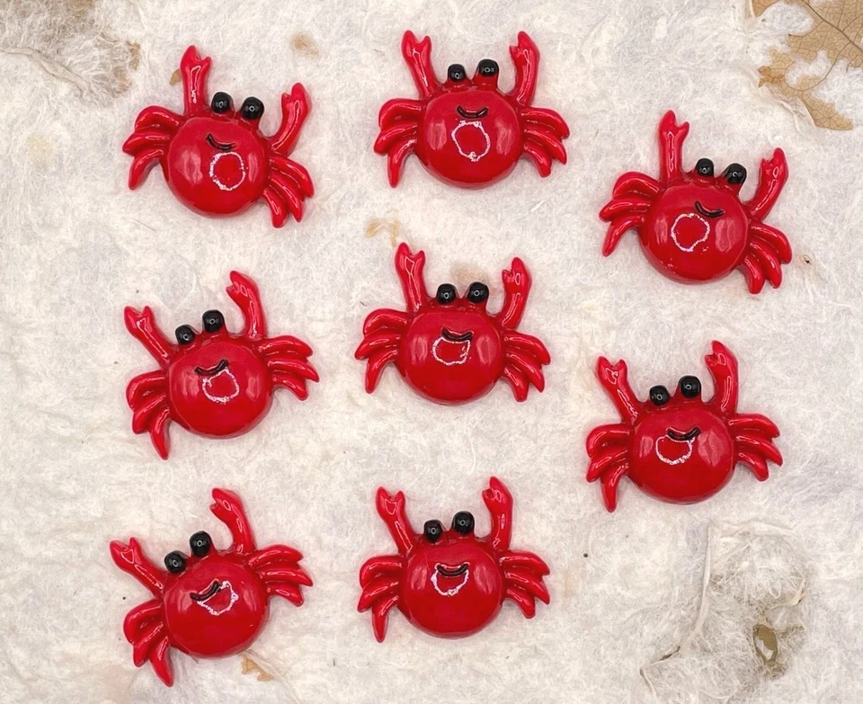 10 - 12 piezas x 1 1/4" resina cara sonriente cangrejo adorno espalda plana/playa SB574 Foto 1 de 1