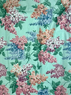 VINTAGE JOAN KESSLER CONCORD FABRICS DESIGNER GREEN FLORAL 1 YARD - Image 1 of 4