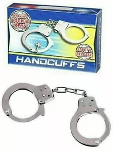 KIDS METAL TOY HANDCUFFS Police Fancy Dress Children Pretend Play UK SELLER - Picture 1 of 3