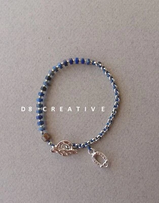 男式不锈钢链带 Lapis Lazuli 设计手工编织手链 — 第 1/4 张图片