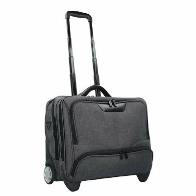 Pilotenkoffer Trolley Aktenkoffer Umhängegurt Koffer 47 cm Grau Canvas Bowatex
