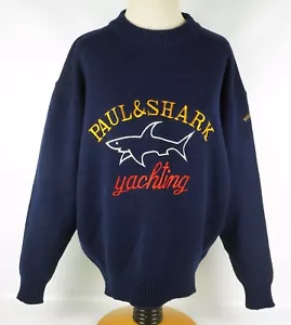 Paul Shark Yachting Navy Blue Embroidered Wool Pullover Sweater Medium Vintage - Bild 1 von 7