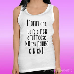 Canotta T-Shirt Phrase Gomorra L' Omm Che Po Fa Hommes Et Tutt Cos Idée Cadeau - Picture 1 of 1