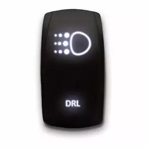 WHITE Laser LED Rocker Switch Light 20A 12V ON OFF - DRL DAYTIME RUNNING LIGHTS - Bild 1 von 6