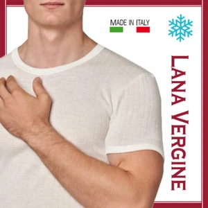 Maglia Intima Uomo Lana Girocollo Mezza Manica Corta Maglietta Invernale Termica - Foto 1 di 6