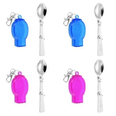 Foldable Portable Spoon Fork Salad Sporks Stainless-Steel Camping Cutlery - Image 1 of 4