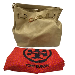 Tory Burch Gold Shimmer Drawstring style Hobo Shoulder Bag with dust bag - Picture 1 of 16