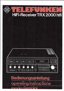 Telefunken Bedienungsanleitung für TRX 2000 hifi in deutsch Copy - Picture 1 of 1