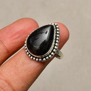 Anello gioiello in argento sterling 925 con pietra preziosa onice nera... - Foto 1 di 8