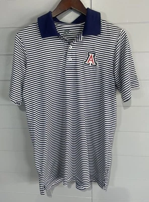 Arizona University Wildcats Russell Athletic Blue White S/S Polo Shirt Sz Small - Image 1 of 4