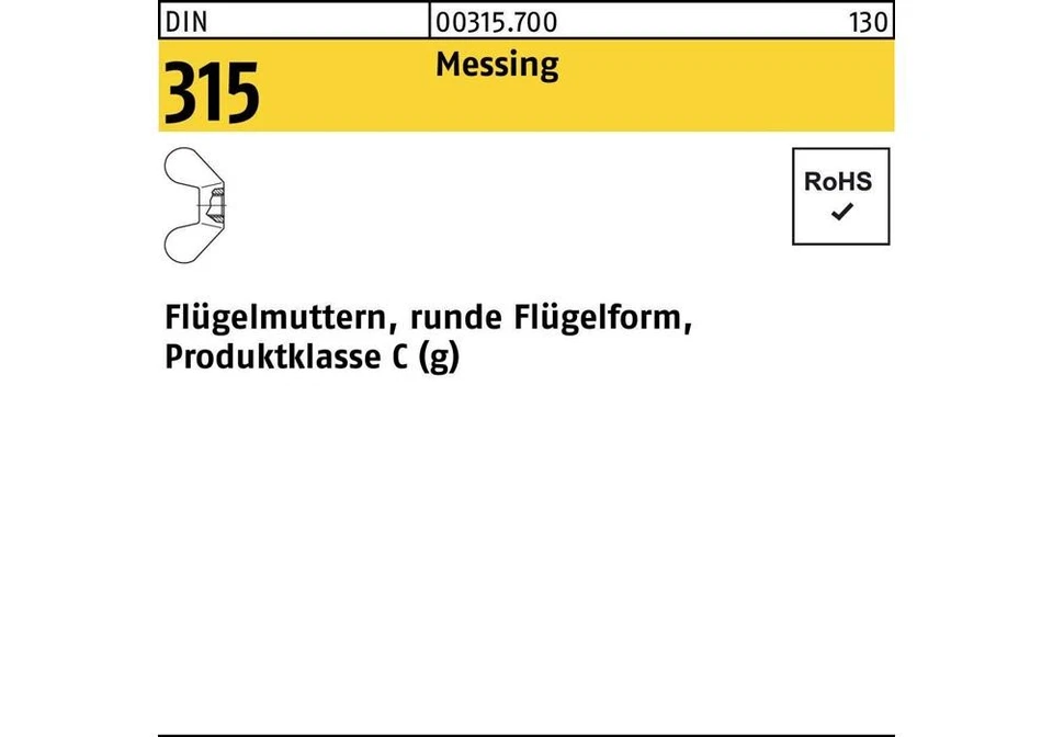 Reyher Flügelmutter DIN 315 runde Form M 10 Messing - Bild 1 von 1