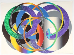 HIROSHI MURATA 1941 USA 60er JAHRE ABSTRAKT MODERNIST LITHOGRAPHIE KREISE JAPANISCH - Bild 1 von 6