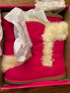 Shiekh Urban Fell Wildleder Stiefel Fuchsia Größe 12 Damen Winter Kuschelig Chic NEU - Bild 1 von 12
