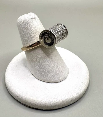 14K Yellow Gold .38ctw Natural Diamond Scroll Ring Sz 6 - Image 1 of 4