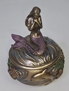 Art Nouveau del Mar Sirena Fantasía Joyería Baratija Caja Resina 3.25" Regalo - Imagen 1 de 8