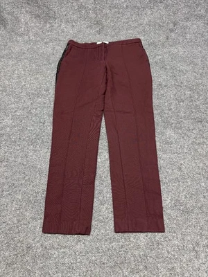 Pantalones Sandro Plisados Mezcla de Lana Algodón Borde de Cuero Rojo Mujer Talla 36 26" Entrepierna Foto 1 de 4