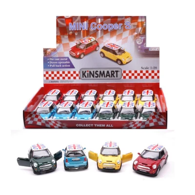 MINI COOPER S CAR ROOF WITH UK FLAG (1 Modellino a Scelta) cm 12 1:28 Kinsmart M - Immagine 1 di 3